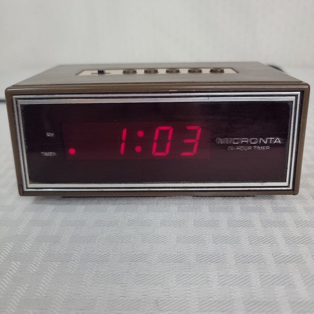 Vintage Micronta Digital Alarm Clock RadioShack Woodgrain Red LED Retro Tested
